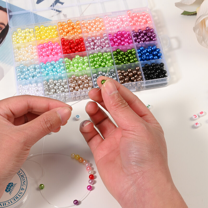 3/4/5/6/8/10/12mm Krāsainas akrila pērļu krelles, vaļīgas starplikas krelles rokdarbiem Rotaslietas krelles Rokassprādzes Kaklarotas Auskari