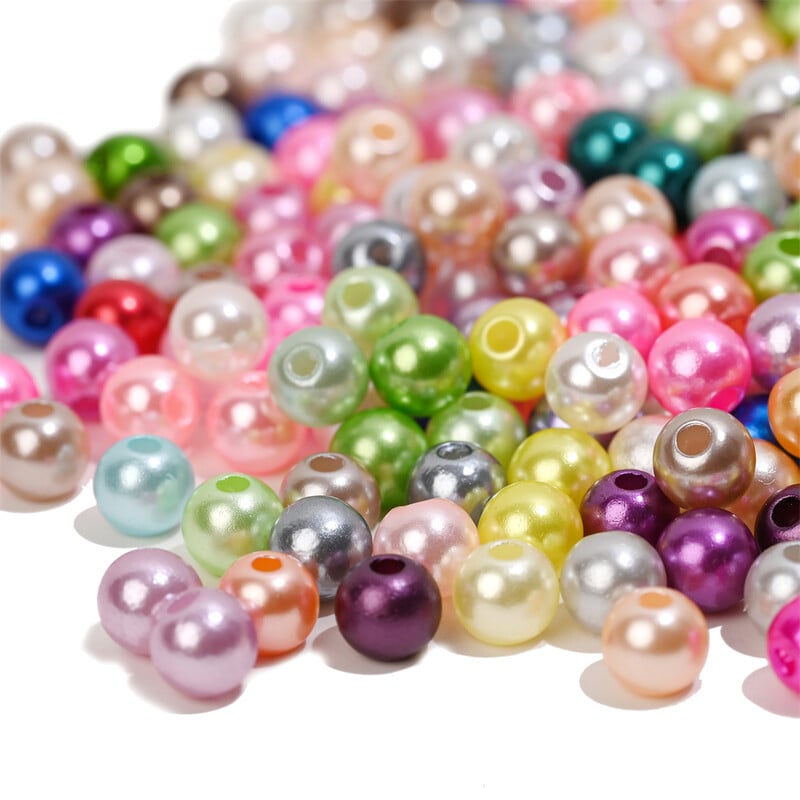 3/4/5/6/8/10/12mm Krāsainas akrila pērļu krelles, vaļīgas starplikas krelles rokdarbiem Rotaslietas krelles Rokassprādzes Kaklarotas Auskari