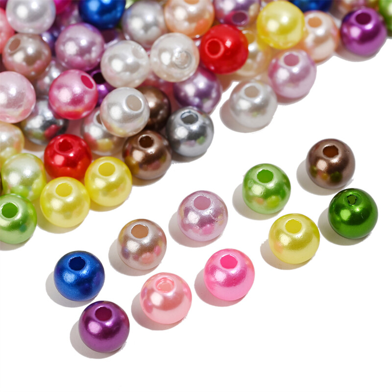 3/4/5/6/8/10/12mm Krāsainas akrila pērļu krelles, vaļīgas starplikas krelles rokdarbiem Rotaslietas krelles Rokassprādzes Kaklarotas Auskari