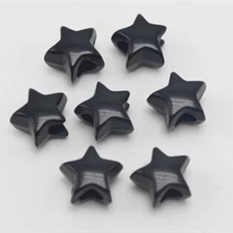 Egyszerű 10 mm-es fekete/fehér/színes akril/műanyag csillag DIY laza gyöngyök ékszerlelet 3-3,5 mm-es nagy lyukkal 100db y1417