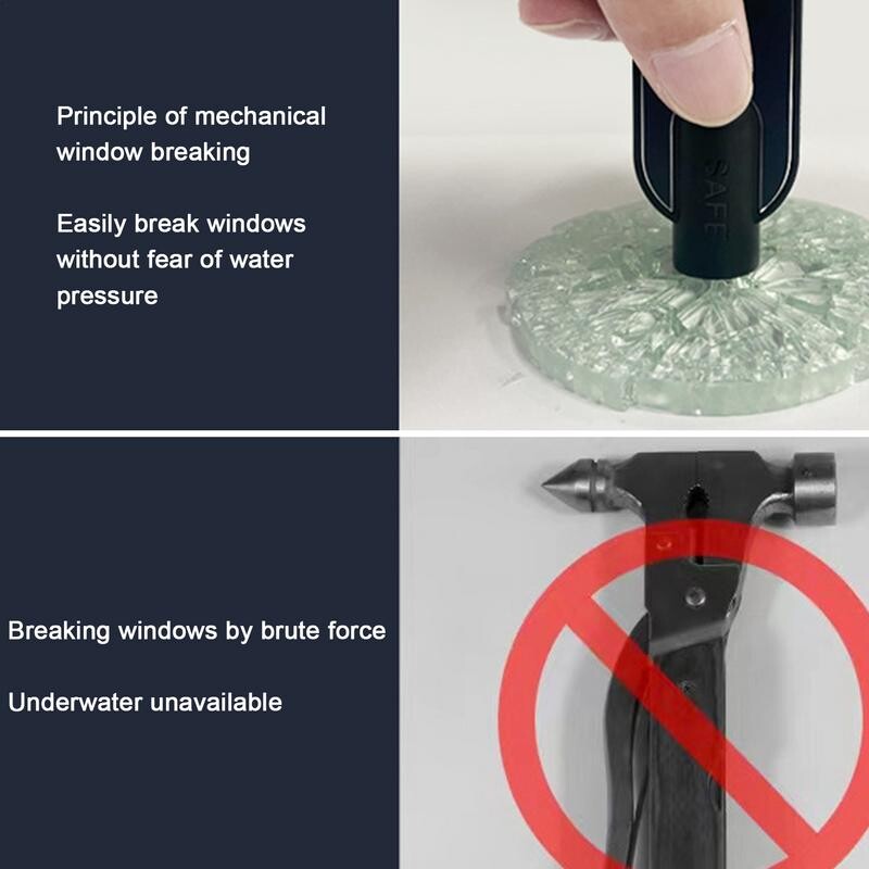 Autóbiztonsági kalapács Auto Sürgősségi Üveg Ablaktörő Biztonsági öv Vágó Életmentő Vészhelyzetek Menekülési Túlélő Whis Szerszám autóhoz