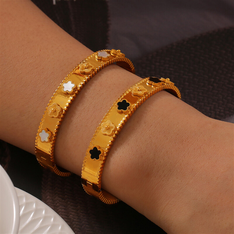 316L Nerūdijantis plienas Retro 3 spalvų Natūralūs Jūros kriauklės Gėlės Apyrankės Moteriškos mados tendencijos Aukšti papuošalai Priedai vakarėlio dovana