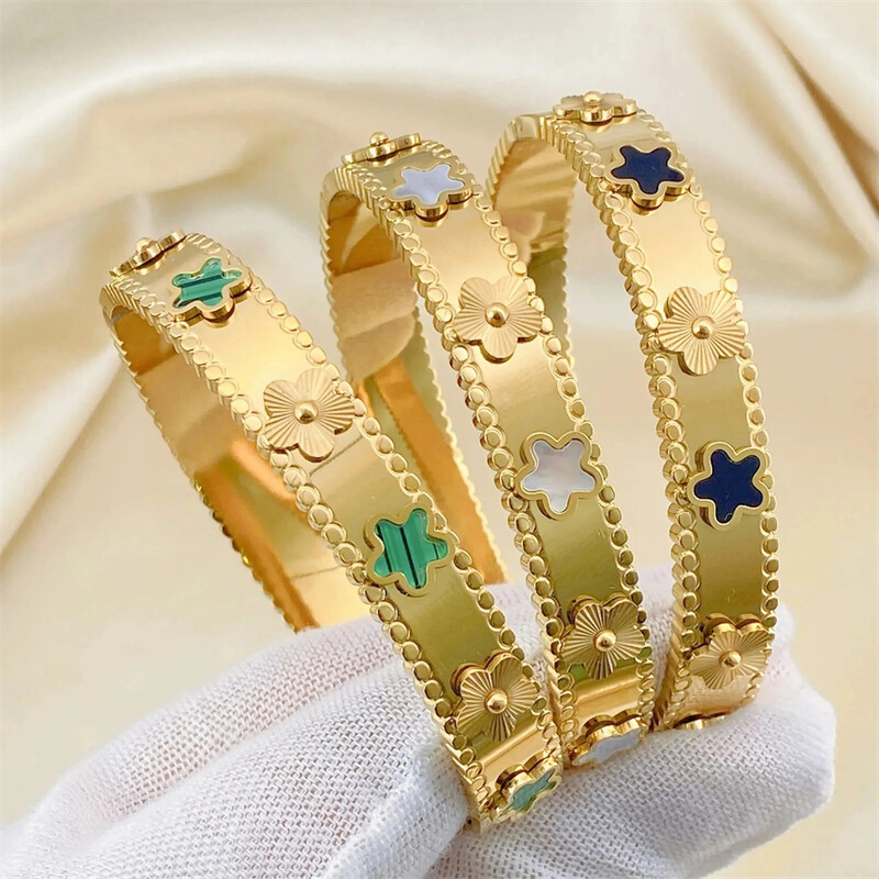 316L Nerūdijantis plienas Retro 3 spalvų Natūralūs Jūros kriauklės Gėlės Apyrankės Moteriškos mados tendencijos Aukšti papuošalai Priedai vakarėlio dovana