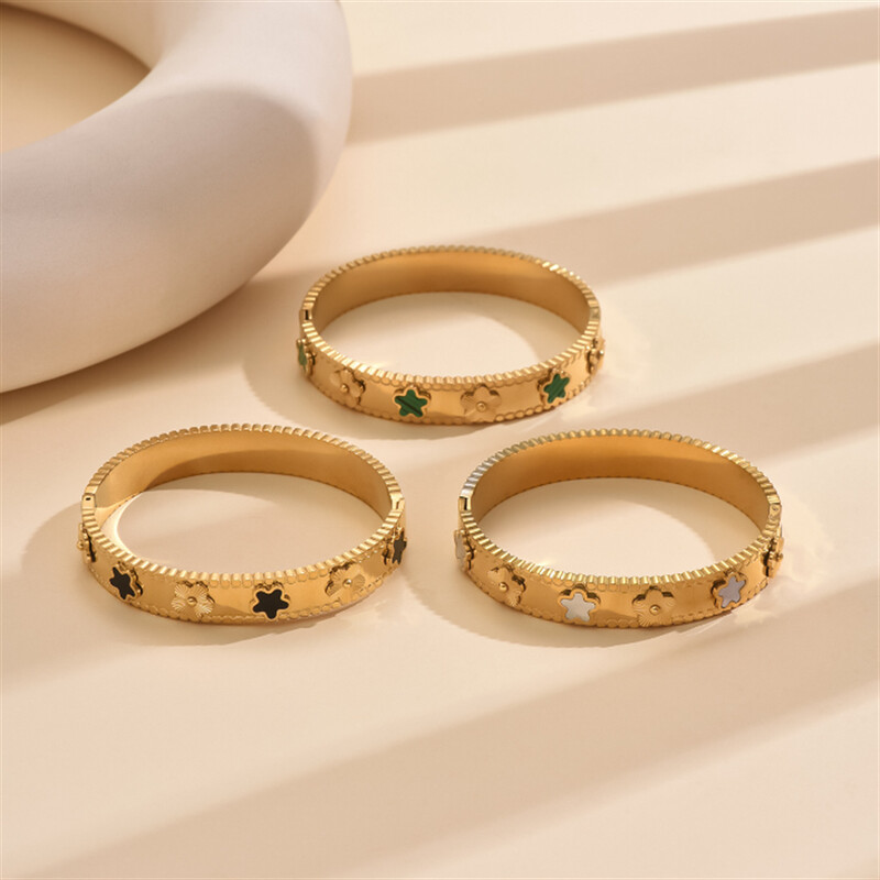 316L Nerūdijantis plienas Retro 3 spalvų Natūralūs Jūros kriauklės Gėlės Apyrankės Moteriškos mados tendencijos Aukšti papuošalai Priedai vakarėlio dovana