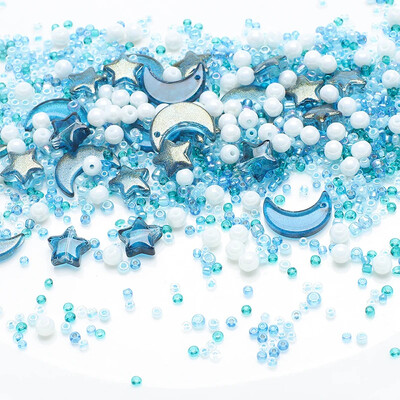 Jauktas zvaigznes mēness kristāla stikla krelles sēklu krelles, brīvas, apaļas pērles, kas paredzētas DIY rotaslietu izgatavošanai, amatniecības rokassprādzes, kaklarotas, auskari