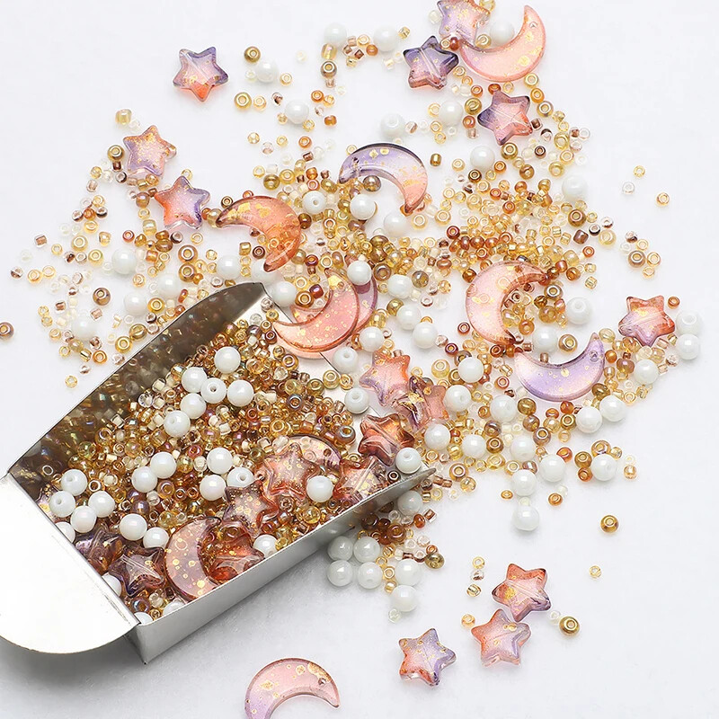 Jauktas zvaigznes mēness kristāla stikla krelles sēklu krelles, brīvas, apaļas pērles, kas paredzētas DIY rotaslietu izgatavošanai, amatniecības rokassprādzes, kaklarotas, auskari