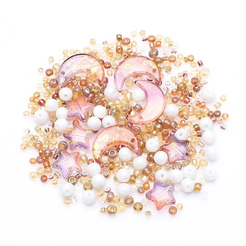 Jauktas zvaigznes mēness kristāla stikla krelles sēklu krelles, brīvas, apaļas pērles, kas paredzētas DIY rotaslietu izgatavošanai, amatniecības rokassprādzes, kaklarotas, auskari