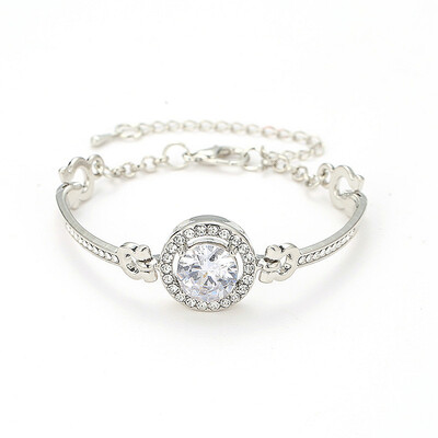 Luxury Clear Crystals Ζιργκόν Βραχιόλι Καλοκαιρινό Γυναικείο Ρυθμιζόμενο στρογγυλό βραχιόλι με πολύτιμους λίθους βραχιόλι πάρτι Κοσμήματα Δώρο για την Ημέρα του Αγίου Βαλεντίνου