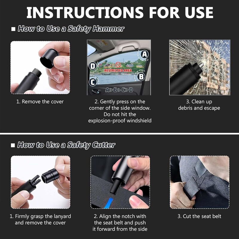 Spărgător de sticlă pentru evadare rapidă și siguranță în perioadele de pericol Spărgător de sticlă Subacvatic Spărgător de sticlă Instrument de evacuare a vehiculului