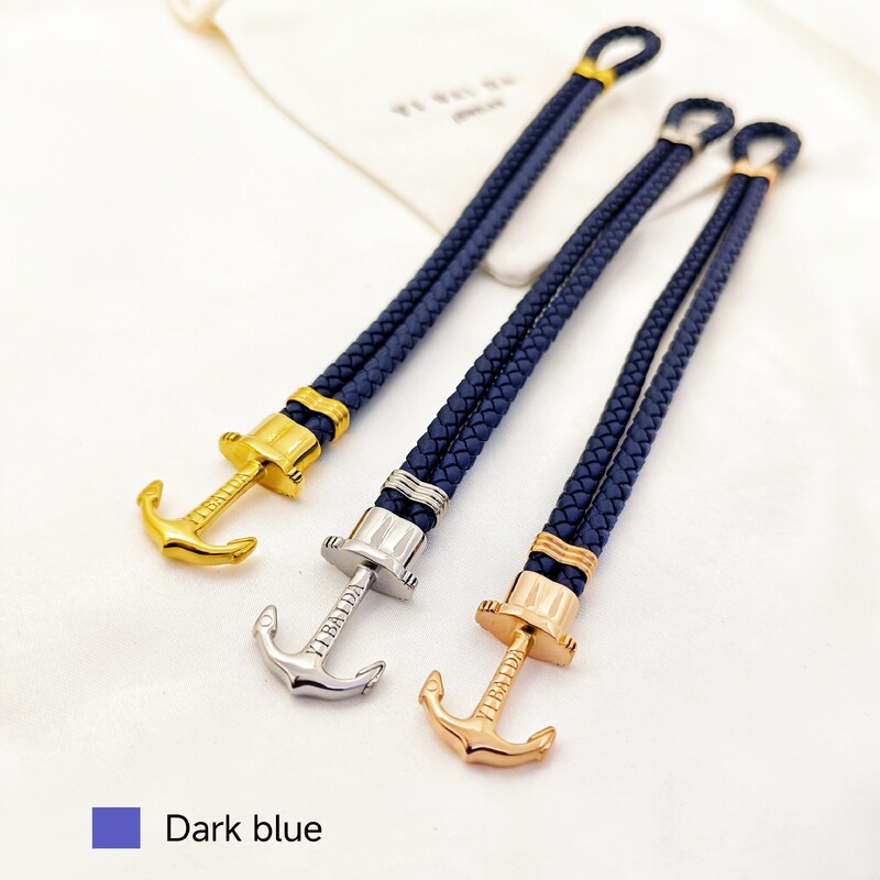Kiváló minőségű rozsdamentes acél női horgony karkötő Navy stílusú divat egyéniség minden hozzáillő bőr kötél pár kiegészítők