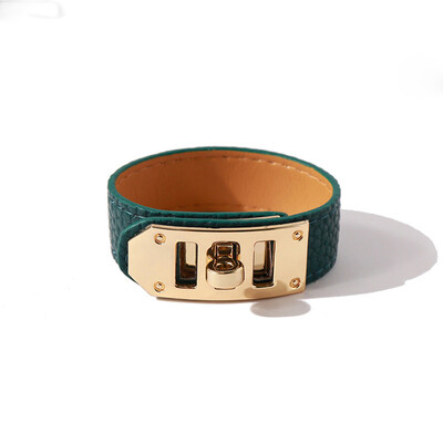 Bobokiki Jewelry Europos ir Amerikos mados 316L nerūdijančio plieno lygių mygtukų odinė virvė prabangi apyrankė.