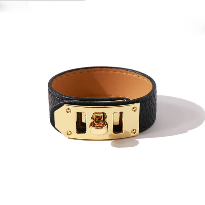 Bobokiki Jewelry Europos ir Amerikos mados 316L nerūdijančio plieno lygių mygtukų odinė virvė prabangi apyrankė.