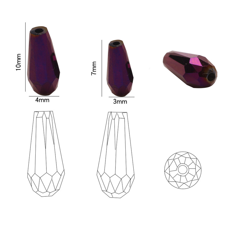 3x7/4x10mm zmiešané pokovované krištáľové sklenené korálky v tvare slzy, DIY voľné rozpery, remeslá, výroba šperkov, náušnice, príslušenstvo na vyšívanie.