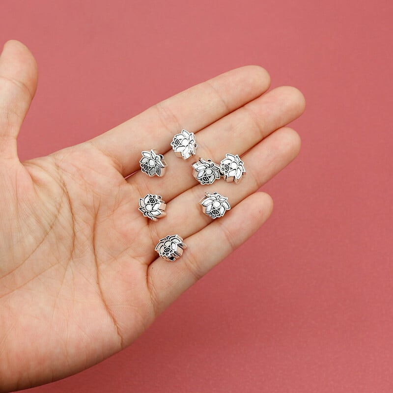 10 ks/sada pekných kubických zenových lotosových korálok 12x9x5mm náramky, prívesky, ozdoby, starožitné medzerové korálky, DIY šperky, doplnky