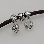 20db/tétel Klasszikus hullámmintás nagy lyukú laza gyöngyök 7,5 mm-es kézzel készített dekoráció fonott szakáll/paróka távtartó gyöngyök barkács ékszerkészítés