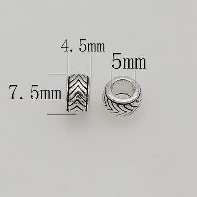 20db/tétel Klasszikus hullámmintás nagy lyukú laza gyöngyök 7,5 mm-es kézzel készített dekoráció fonott szakáll/paróka távtartó gyöngyök barkács ékszerkészítés