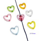 50 vnt spalvingi tuščiaviduriai meilės karoliukai akrilo širdelė 15 mm skaidrūs rankų darbo papuošalai, tiesi skylė „pasidaryk pats“ priedams