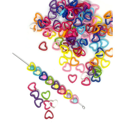 50 vnt spalvingi tuščiaviduriai meilės karoliukai akrilo širdelė 15 mm skaidrūs rankų darbo papuošalai, tiesi skylė „pasidaryk pats“ priedams