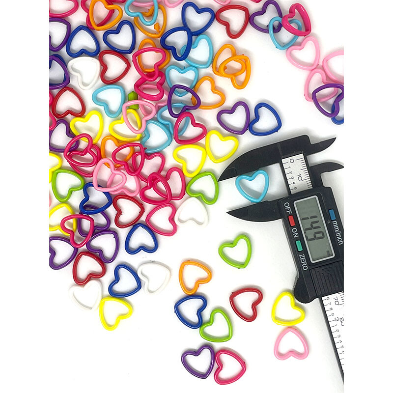 50 vnt spalvingi tuščiaviduriai meilės karoliukai akrilo širdelė 15 mm skaidrūs rankų darbo papuošalai, tiesi skylė „pasidaryk pats“ priedams
