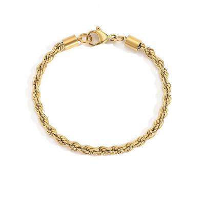 Náramok z nehrdzavejúcej ocele, lano, retiazka, dámsky náramok, zlatá farba, minimalistický 3 mm 4 mm, ručné doplnky, trendy hippie šperky, dámske C048