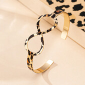 2024 Νέο γεωμετρικό άπειρο σύμβολο Λεοπάρδαλη βραχιόλι με μανσέτα Γυναικεία βραχιόλια γαλλικό ρετρό κομψό πολυτελές ανοιγόμενο βραχιόλι