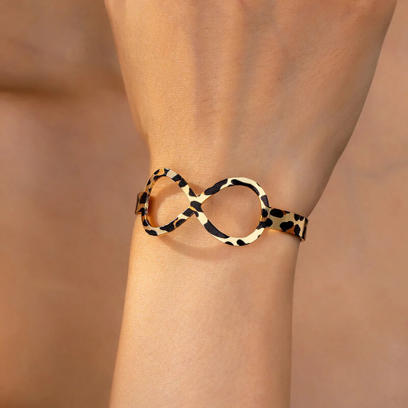 2024 Nový geometrický nekonečný symbol leopardia potlač manžetový náramok pre ženy francúzsky retro elegantný luxusný otvárací náramok