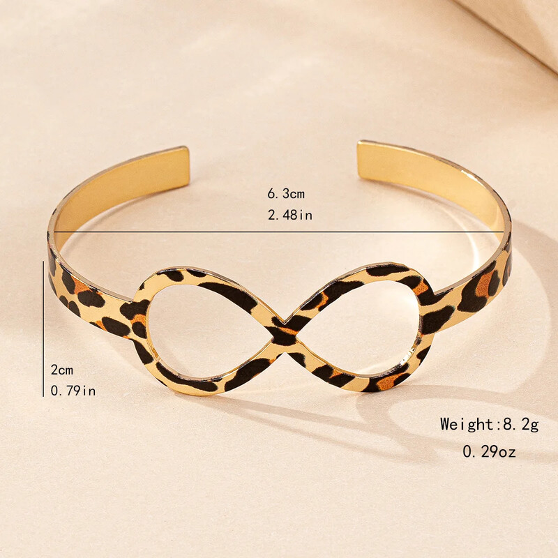 2024 Nový geometrický nekonečný symbol leopardia potlač manžetový náramok pre ženy francúzsky retro elegantný luxusný otvárací náramok