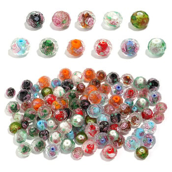 10 бр. 8/10/12 mm Lampwork Abacus Beads Цветни цветя Стъклени мъниста за Направи си сам Гривни Обеци Аксесоари за изработка на бижута