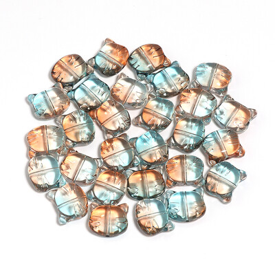 30 τμχ Γυάλινες χάντρες κεφαλής γάτας Χρώμα Χαριτωμένο φωτιστικό γούρι χάντρα για κοσμήματα κατασκευής DIY βραχιόλια Κολιέ σκουλαρίκι DIY αξεσουάρ