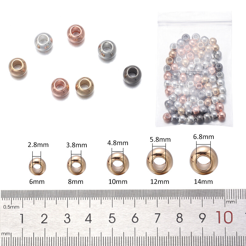 20-100 ks/sada 6 8 10 12 14 mm CCB dištančné korálky okrúhle voľné korálky veľké korálky s veľkým otvorom na výrobu šperkov, DIY náramok, veľkoobchod