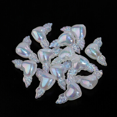 10 buc/lot, placat cu culoare acrilic, aripă, margele în formă de inimă, farmece drăguțe libere pentru colier, brățară, accesorii de bijuterii DIY