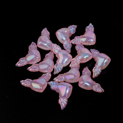 10 buc/lot, placat cu culoare acrilic, aripă, margele în formă de inimă, farmece drăguțe libere pentru colier, brățară, accesorii de bijuterii DIY