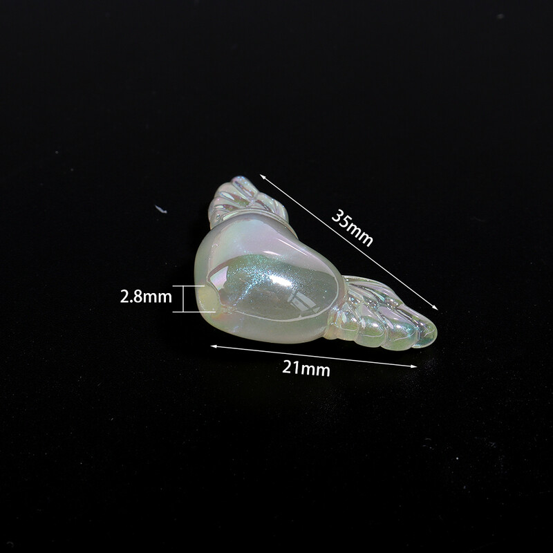 10 buc/lot, placat cu culoare acrilic, aripă, margele în formă de inimă, farmece drăguțe libere pentru colier, brățară, accesorii de bijuterii DIY