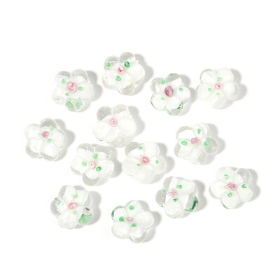 10 kom/lot Višebojne staklene perle Proziran cvijet Labava glazura privjesci za izradu nakita DIY narukvice Lampwork pribor