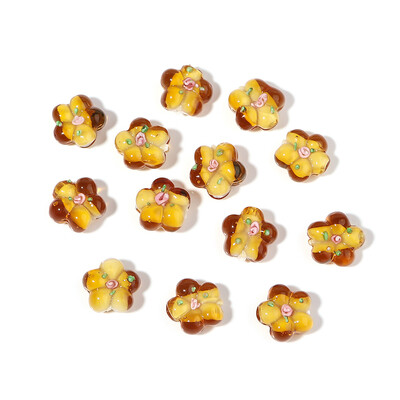 10 kom/lot Višebojne staklene perle Proziran cvijet Labava glazura privjesci za izradu nakita DIY narukvice Lampwork pribor