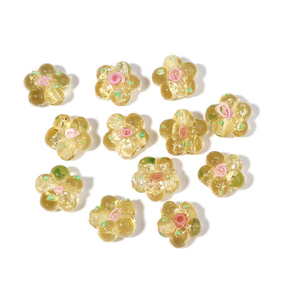 10 kom/lot Višebojne staklene perle Proziran cvijet Labava glazura privjesci za izradu nakita DIY narukvice Lampwork pribor