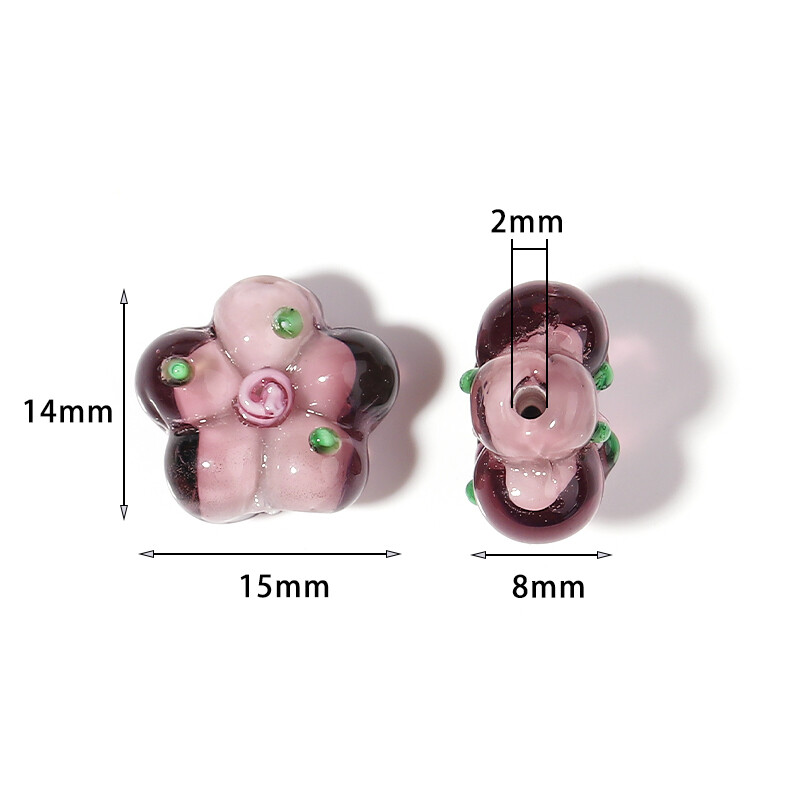 10 kom/lot Višebojne staklene perle Proziran cvijet Labava glazura privjesci za izradu nakita DIY narukvice Lampwork pribor