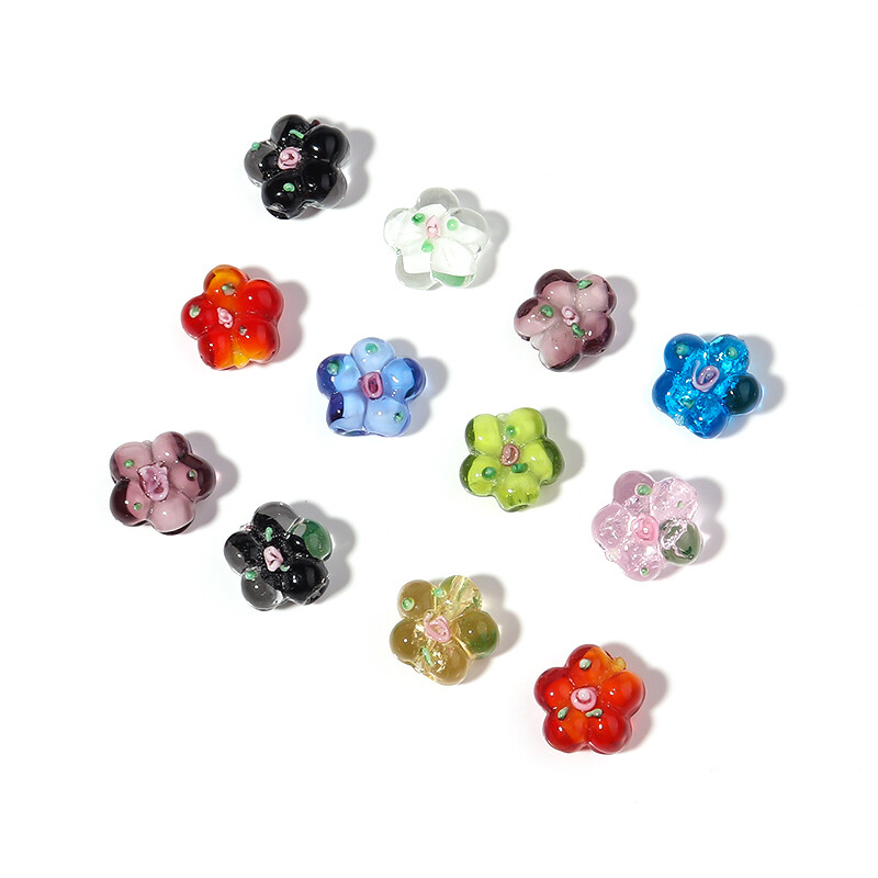 10 kom/lot Višebojne staklene perle Proziran cvijet Labava glazura privjesci za izradu nakita DIY narukvice Lampwork pribor