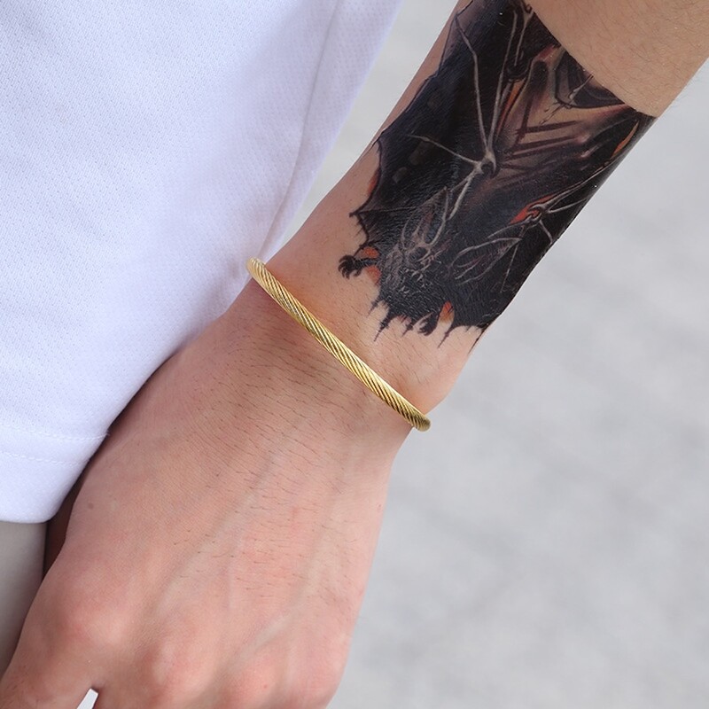 Paprastos titano plieno vyriškos apyrankės 6 mm aukso spalvos Paprasta nerūdijančio plieno atvira apyrankė Madingi papuošalai Madinga apyrankė moterims