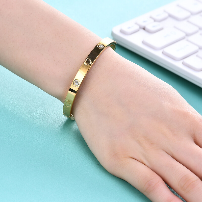 Fashion Lovers szív karkötő karkötő cirkóniával női rozsdamentes acél csuklós ékszer karszalag Valentin-napi ajándékhoz