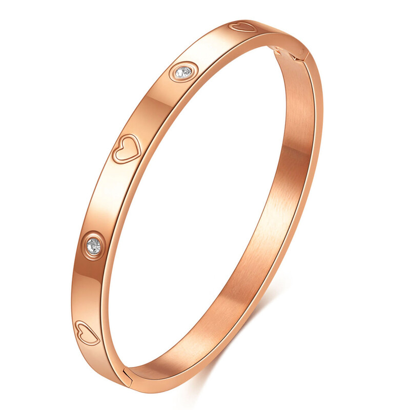 Fashion Lovers szív karkötő karkötő cirkóniával női rozsdamentes acél csuklós ékszer karszalag Valentin-napi ajándékhoz