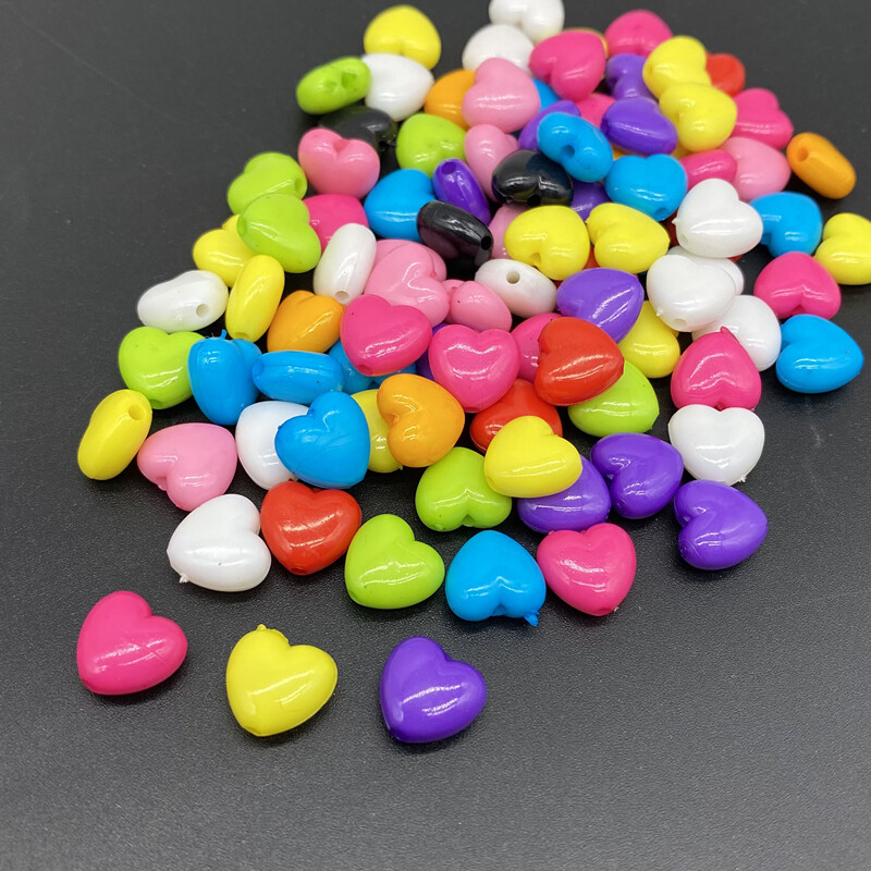 50db/tétel 10mm szív alakú akril gyöngyök laza távtartó ékszer készítés nyaklánc medál karkötő kézzel készített barkácsolás