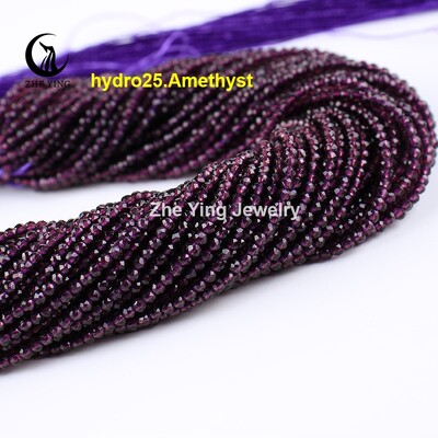 2 mm 3 mm vysoko kvalitné ametystové fialové korálky, hydro okrúhle fazetované krištáľové medzery, sklenené korálky, náramok, DIY výroba šperkov, 5 prameňov