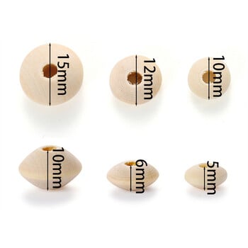 100/200Pcs Natural Wood Spacer Beads Επίπεδες ξύλινες χάντρες για DIY βραχιόλι κολιέ σκουλαρίκια Αξεσουάρ κατασκευής κοσμημάτων