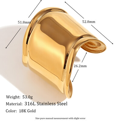 EBbelle Cool Unisex Style Wave Wide Cuff Bracelet Exaggerated Geometric Uhlíkový náramok pre ženy Vodotesné šperky