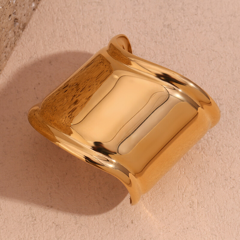 EBbelle Cool Unisex Style Wave Wide Cuff Bracelet Exaggerated Geometric Uhlíkový náramok pre ženy Vodotesné šperky