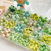 Šviežios žalios serijos keraminės mielos gėlės grybų meilės širdelės palaidi karoliukai „pasidaryk pats“ rankomis papuošti karoliukais apyrankės medžiaga