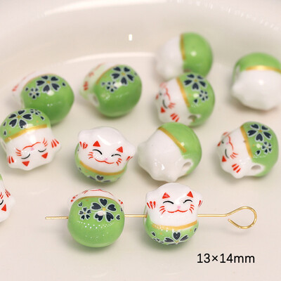 Šviežios žalios serijos keraminės mielos gėlės grybų meilės širdelės palaidi karoliukai „pasidaryk pats“ rankomis papuošti karoliukais apyrankės medžiaga