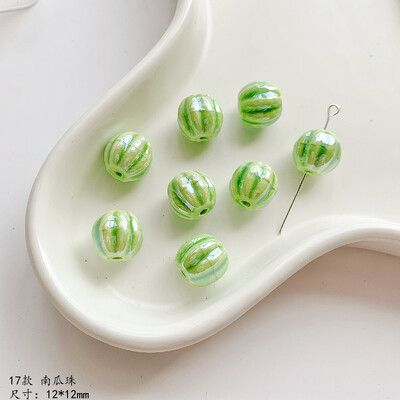 Šviežios žalios serijos keraminės mielos gėlės grybų meilės širdelės palaidi karoliukai „pasidaryk pats“ rankomis papuošti karoliukais apyrankės medžiaga