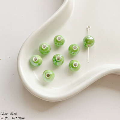 Šviežios žalios serijos keraminės mielos gėlės grybų meilės širdelės palaidi karoliukai „pasidaryk pats“ rankomis papuošti karoliukais apyrankės medžiaga